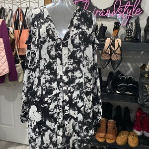 Penningtons - Long Sleeve Blouse Cold Shoulder Blk &white